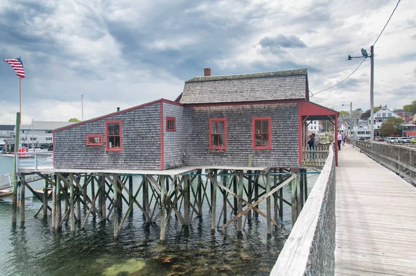 Boothbay Harbor Stanie Maine Maja 2019 Zabytkowy Boothbay Port Kładka — Zdjęcie stockowe