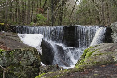 Bir kış günü Granby Connecticut 'taki Enders Eyalet Ormanı' nda bir şelale.