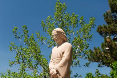 Montreal Kanada 'daki Royal Dağı' nın tarihi Aziz Josephs Havarisinde İsa 'nın heykeli..