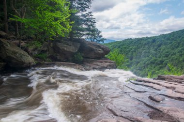 Haines 'teki Kaaterskill Şelalesi' nin tepesinden akan sular yazın New York 'a düşer..