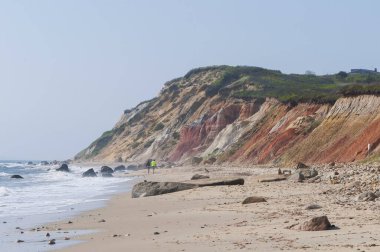 The colorful gay head cliffs on moshup beach in Aquinnah Massachusetts on Marthas vineyard. clipart