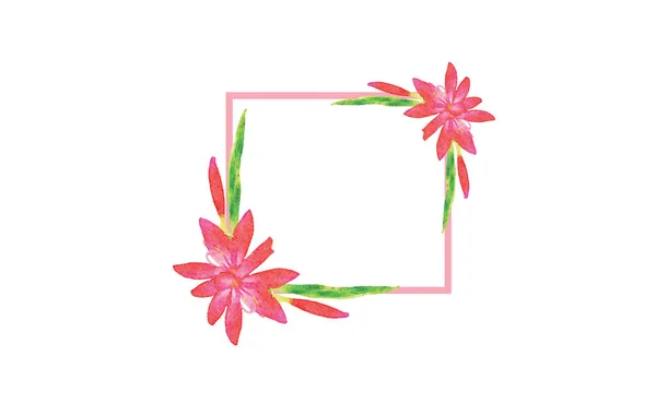 Cadre Fleur Aquarelle Enregistrer Carte Date — Image vectorielle