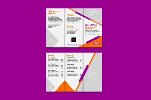 Food trifold menu brochure design template, fast food menu brochure print ready template.