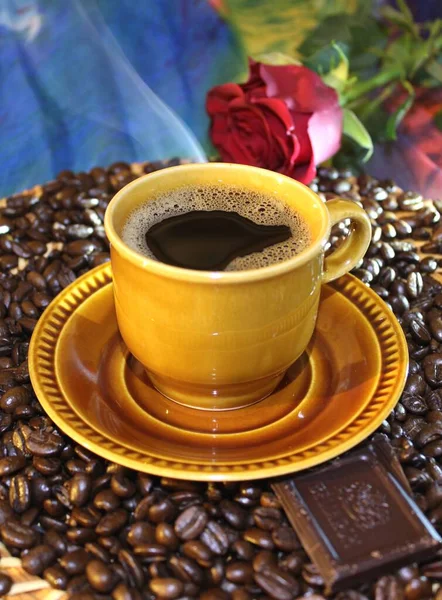 Kaffee Image Kaffee Latte Und Kaffeebohnen — Stockfoto