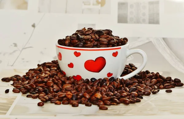 Koffie Afbeelding Koffie Latte Koffiebonen — Stockfoto