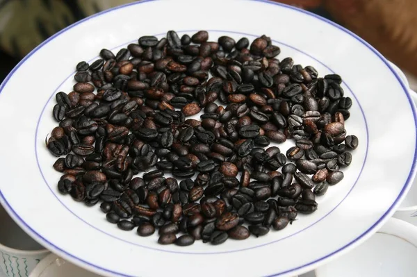 Koffie Afbeelding Koffie Latte Koffiebonen — Stockfoto