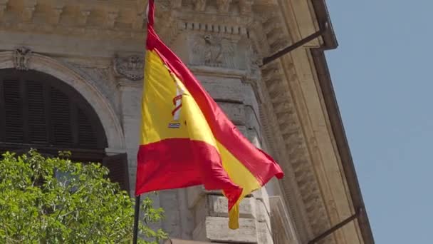 Bandera Nacional España Tres Franjas Horizontales Roja Amarilla Roja — Vídeo de stock
