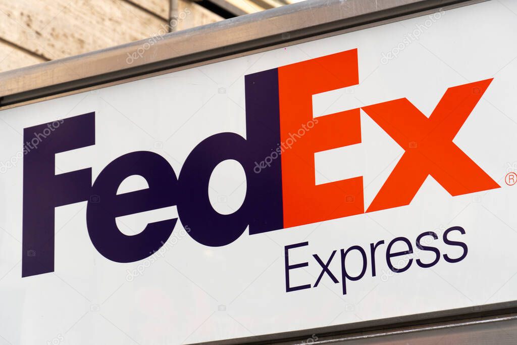 Rome, Italy - September 30, 2019: FedEx Express delivery van. FedEx Corporation is an American multinational courier delivery services company
