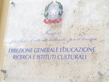 Roma, İtalya - 18 Mayıs 2022: Direzione Generali Educazione, ricerca e istituti culturali, İtalyan DG Eğitim, Araştırma ve Kültür Enstitüsü, Roma 'daki Devlet Dairesi