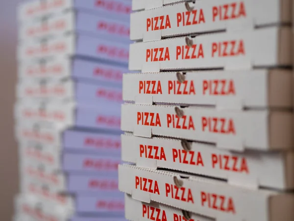 Montón Cajas Pizza Blancas — Foto de Stock