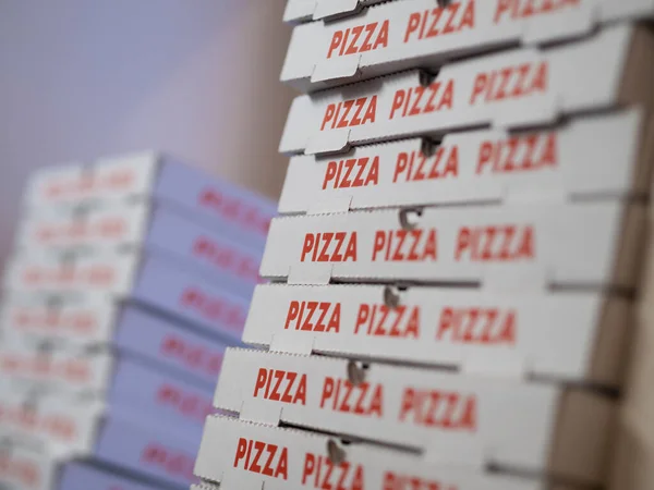 Montón Cajas Pizza Blancas — Foto de Stock