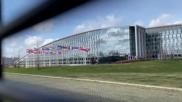 Bruselas Bélgica Febrero 2022 Sede Otan Centro Político Administrativo Alianza — Vídeo de stock