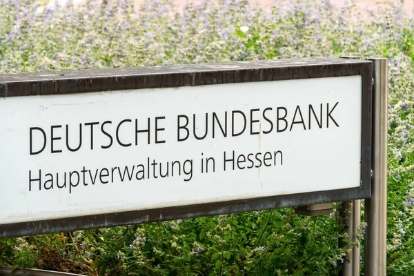 Frankfurt Main Tyskland Juni 2020 Plaque Deutsche Bundesbank Eurosystemet Tysklands — Stockfoto