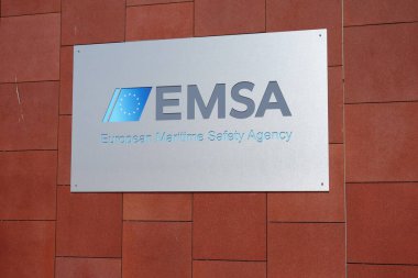 Lizbon, Portekiz - 26 Mayıs 2024: Avrupa Deniz Güvenliği Ajansı, EMSA, Avrupa Birliği Ajansı, deniz kazası riskini azaltmakla, gemi kirliliğini azaltmakla suçlanıyor