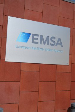 Lizbon, Portekiz - 26 Mayıs 2024: Avrupa Deniz Güvenliği Ajansı, EMSA, Avrupa Birliği Ajansı, deniz kazası riskini azaltmakla, gemi kirliliğini azaltmakla suçlanıyor