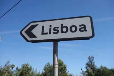 Portekiz 'in başkenti Lizbon' daki Lisboa şehrini gösteren ok işareti.