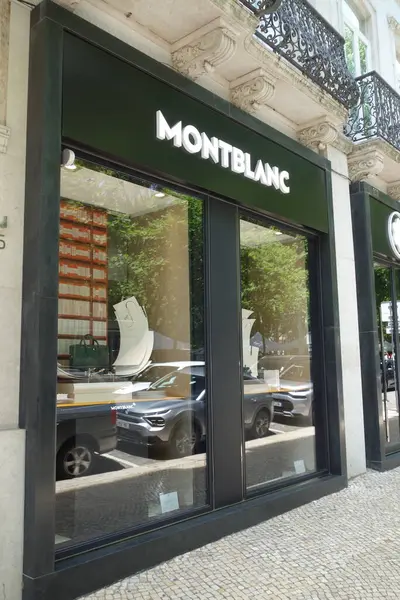 stock image Lisbon, Portugal - May 26, 2024: Montblanc store. Montblanc International is a German manufacturer of luxury writing instruments, watches, jewellery, eyewear and leather goods