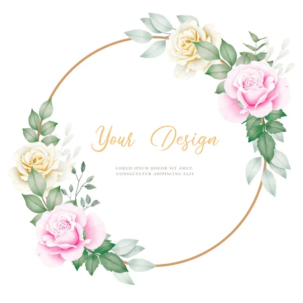 Couronne Florale Roses Aquarelle Avec Cercle Brun — Image vectorielle