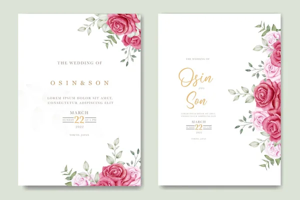 美しいバラのテンプレートとエレガントなウェディングカードのデザイン — ストックベクタ