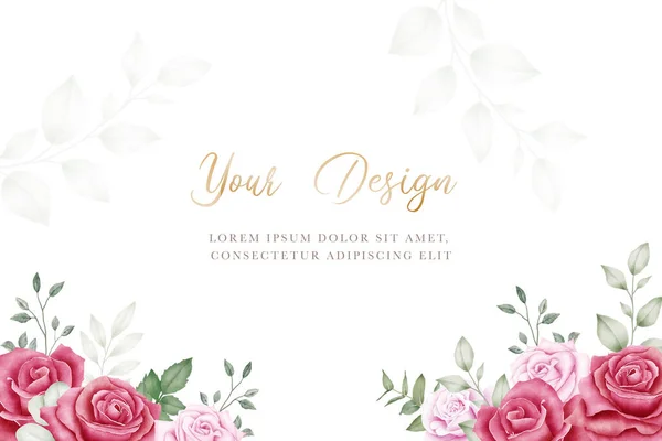 Carte Invitation Mariage Avec Des Roses Florales Aquarelle — Image vectorielle