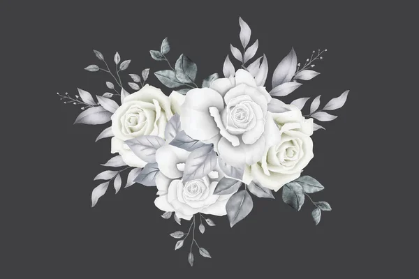 Elegantes Rosas Florales Tarjeta Invitación Boda Plantilla — Vector de stock