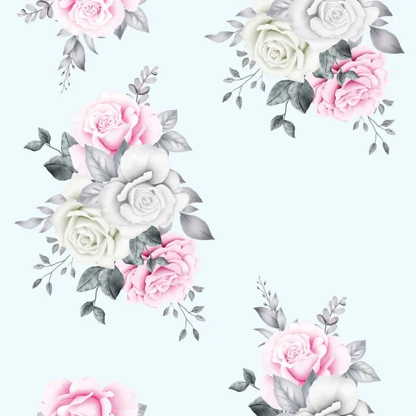 Patrón Sin Costuras Rosas Florales Acuarela — Vector de stock