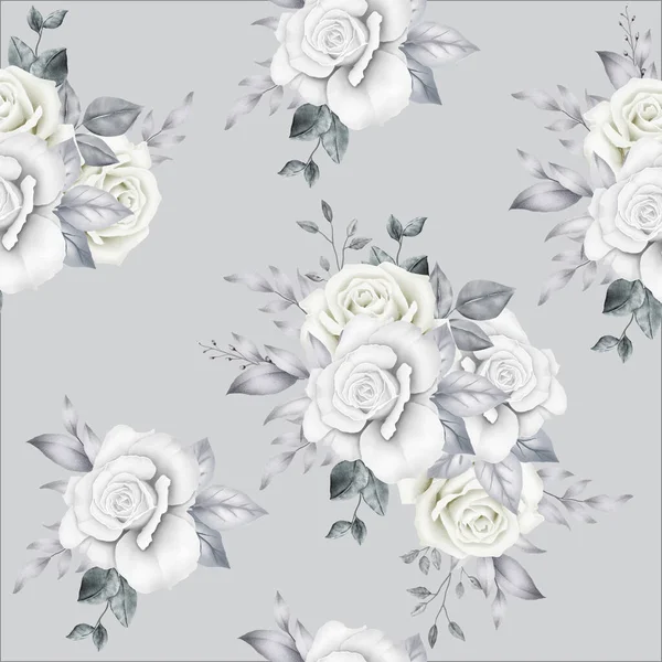 Motif Sans Couture Roses Florales Aquarelle — Image vectorielle