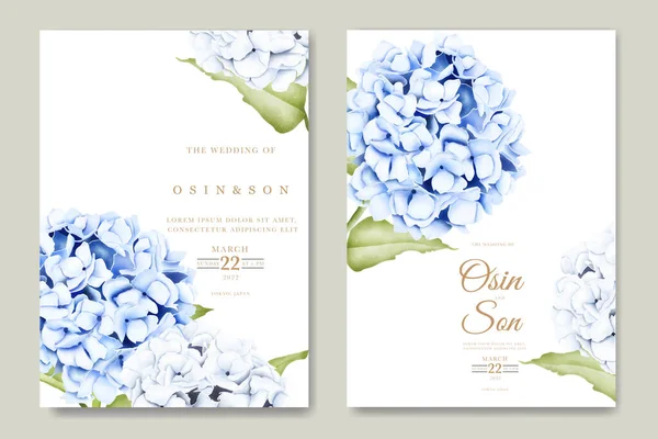 Красива Гортензія Квіткова Листівка Запрошення Весілля — стоковий вектор