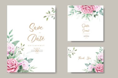 Beautiful Floral Rose Wedding Invitation Card Template