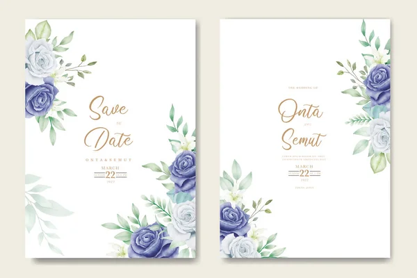 Όμορφη Floral Rose Γάμο Πρόσκληση Πρότυπο Κάρτα — Διανυσματικό Αρχείο