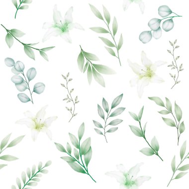 floral roses with elegant soft color seamless pattern 