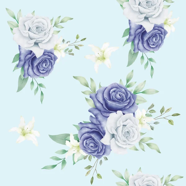 Carte Nunta Flori Trandafir Acuarelă — Vector de stoc