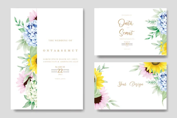 Wedding Card Floral Rose Watercolor — Stok Vektör