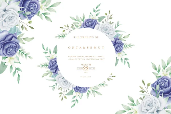 Wedding Card Floral Rose Watercolor — Stok Vektör