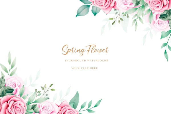 Carte Nunta Flori Trandafir Acuarelă — Vector de stoc