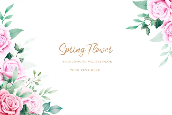 Wedding Invitation Card Floral Rose Watercolor — Stockvector