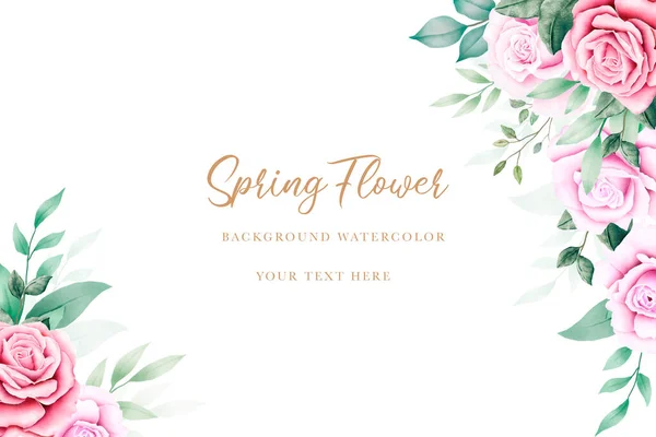 Carte Invitation Mariage Avec Aquarelle Rose Florale — Image vectorielle
