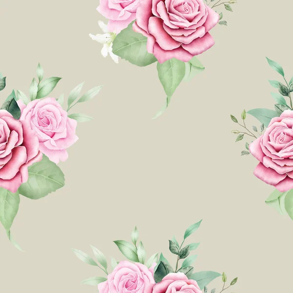 Tarjeta Invitación Boda Con Acuarela Floral Rosa — Vector de stock