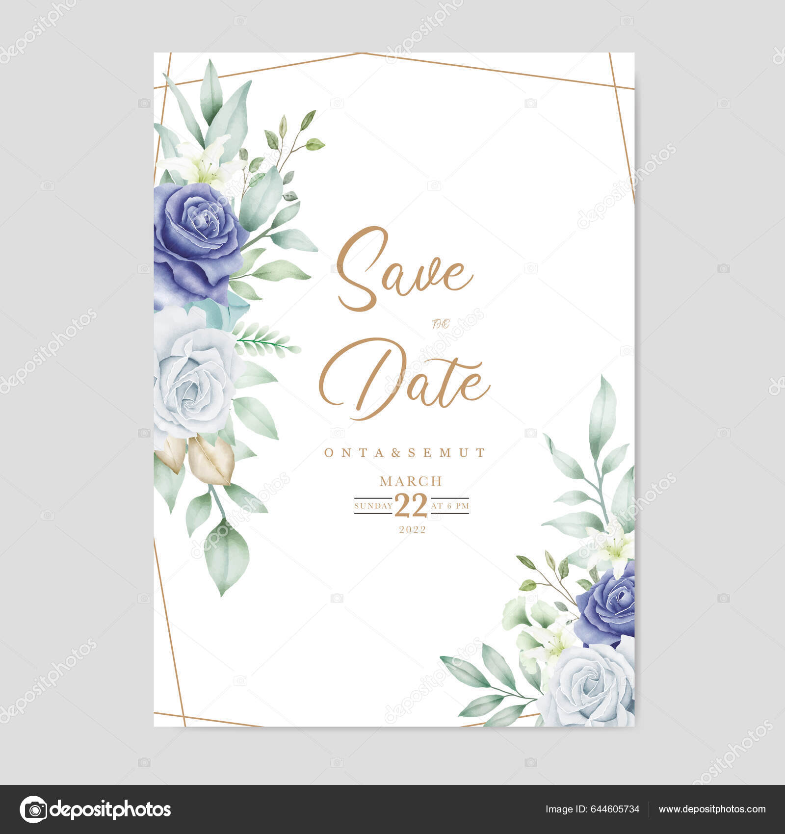 Elegant Floral Wedding Card Design Stock Vector by ©superelja 644605734