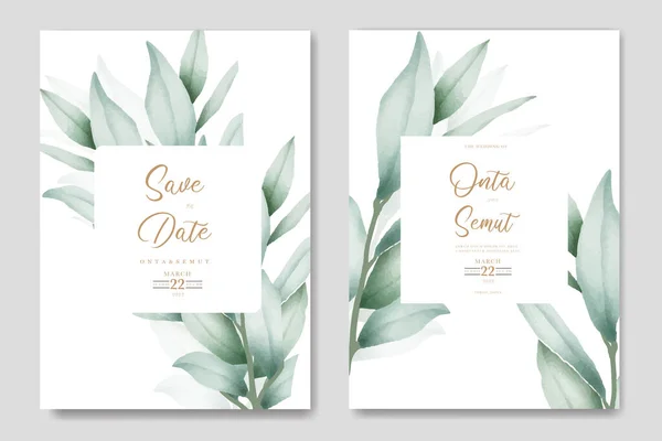Wedding Invitation Rose Leaf Navy Blue — Stock Vector