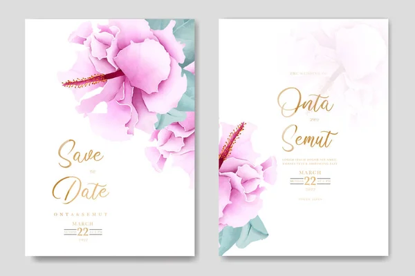 Akvarell Blommor Löv Bröllop Kort Design — Stock vektor