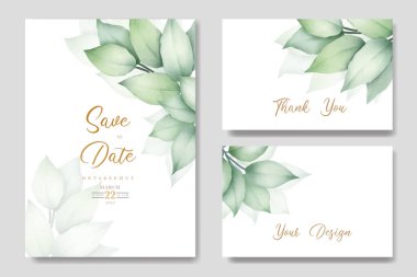 wedding invitation card with floral rose watercolor