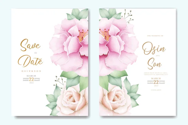 Wedding Invitation Card Floral Rose Watercolor — Wektor stockowy