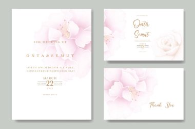  Hand draw floral rose watercolor wedding card design clipart
