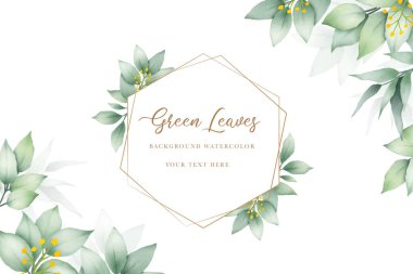 Background Green Leaves Watercolor design clipart