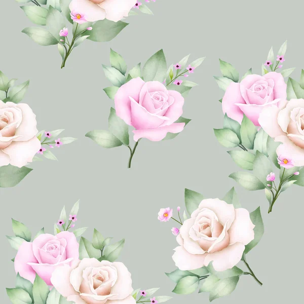 Patrón Sin Costuras Floral Rosa Acuarela — Vector de stock