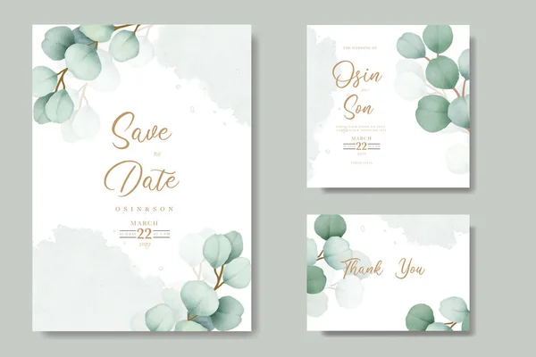 Piękny Kwiat Eukaliptusa Wedding Zaproszenie Card — Wektor stockowy