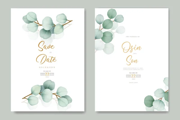 Piękny Kwiat Eukaliptusa Wedding Zaproszenie Card — Wektor stockowy