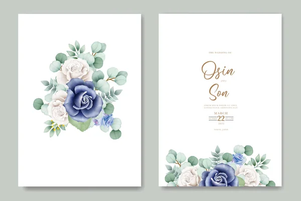 Güzel çiçek yaprakları suluboya düğün davetiyesi