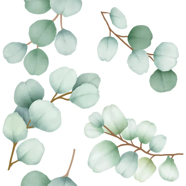 Elegant Seamless Pattern Greenery Flower Leaves — Stock Vector